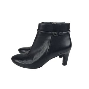 ECCO Nephi Black Leather Ankle Boots Strap Accent EU 38 US 7-7.5
